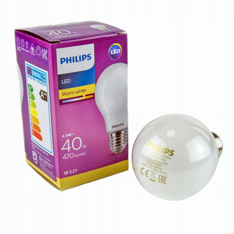 Żarówka LED E27 bańka 4 5W 40W 470lm 2700K PHILIPS 1166456 Cena