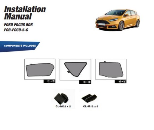 автомобильные оттенки солнечные экраны Ford Focus 5D 2011- - 15