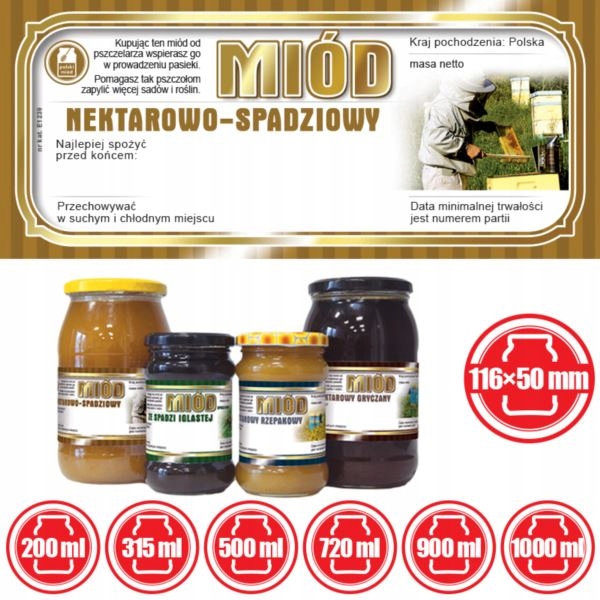 Etykiety na Miód Nektarowo-Spadziowy - wzór E1239