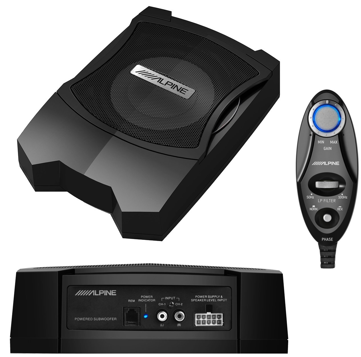 Alpine PWE-V80 Subwoofer automobilová aktívna basová skriňa pod sedadlo