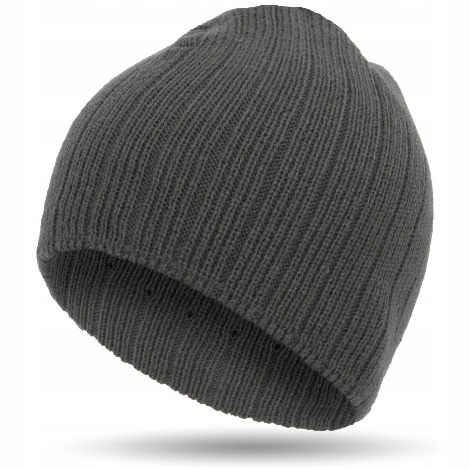 

W307A Beanie Czapka Zimowa Z Dzianiny Szara