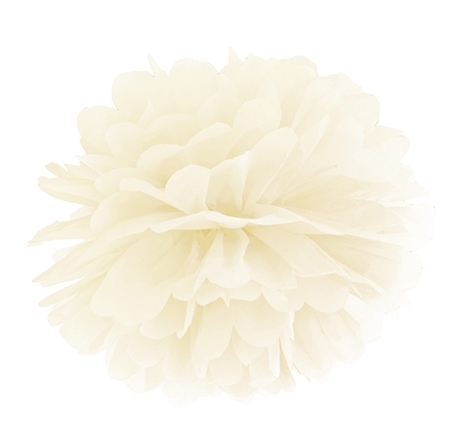 

Kremowy pompon z bibuły na ślub, dekoracja 25cm