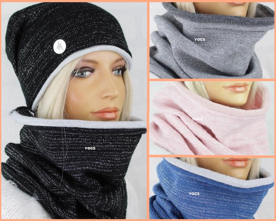 POLSKI KOMPLET DAMSKI CZAPKA + KOMIN SZALIK CHUSTA Marka inna