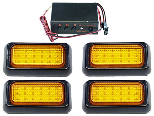 RSLED4214YSTER - 4 x 18 светодиодные лампы комплект строб мигает петух 12V 24V