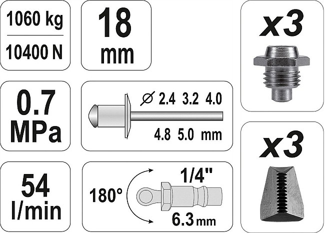 YATO NITOWNICA PNEUMATYCZNA 2 4 5 1060kg YT 36171 Producent code YT 36171