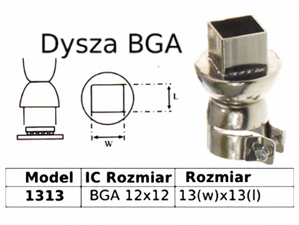 

Dysza lutownicza do stacji HotAir Bga 12x12 1313