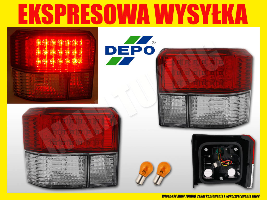 ФАРА ЗАД. VW T4 TRANSPORTER RED LED DIODY TUNING Сторона кабины слева + праве foto 0