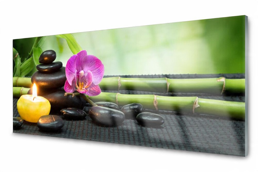 

Lacobel Panel Ścienny Foto Bambus Kwiat Zen 120x60