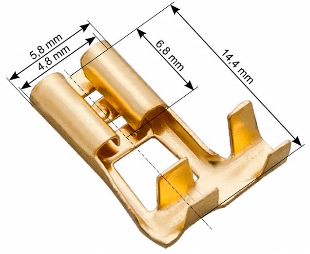 

Konektor żeński 4,8mm Kątowy kąt Kpl 100szt (1795)