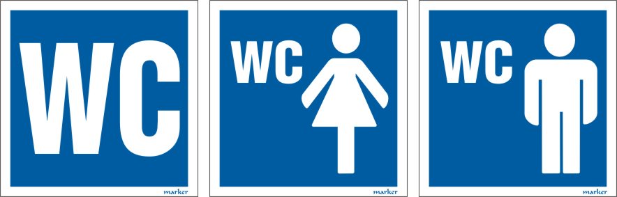 WC TOALETA toalety 105x105 naklejki - 3 komplety