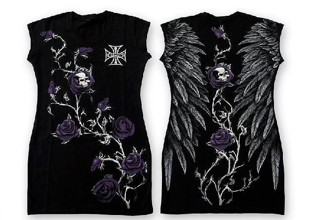 

Bluzka Gothic Top koszulka tunika Black Roses S
