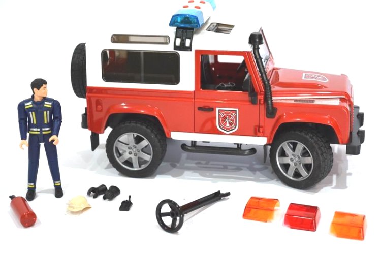 BRUDER 02596 Straż pożarna Land Rover Defender Dźwięk Strażak с akcesoriami Код producenta 02596 foto 1