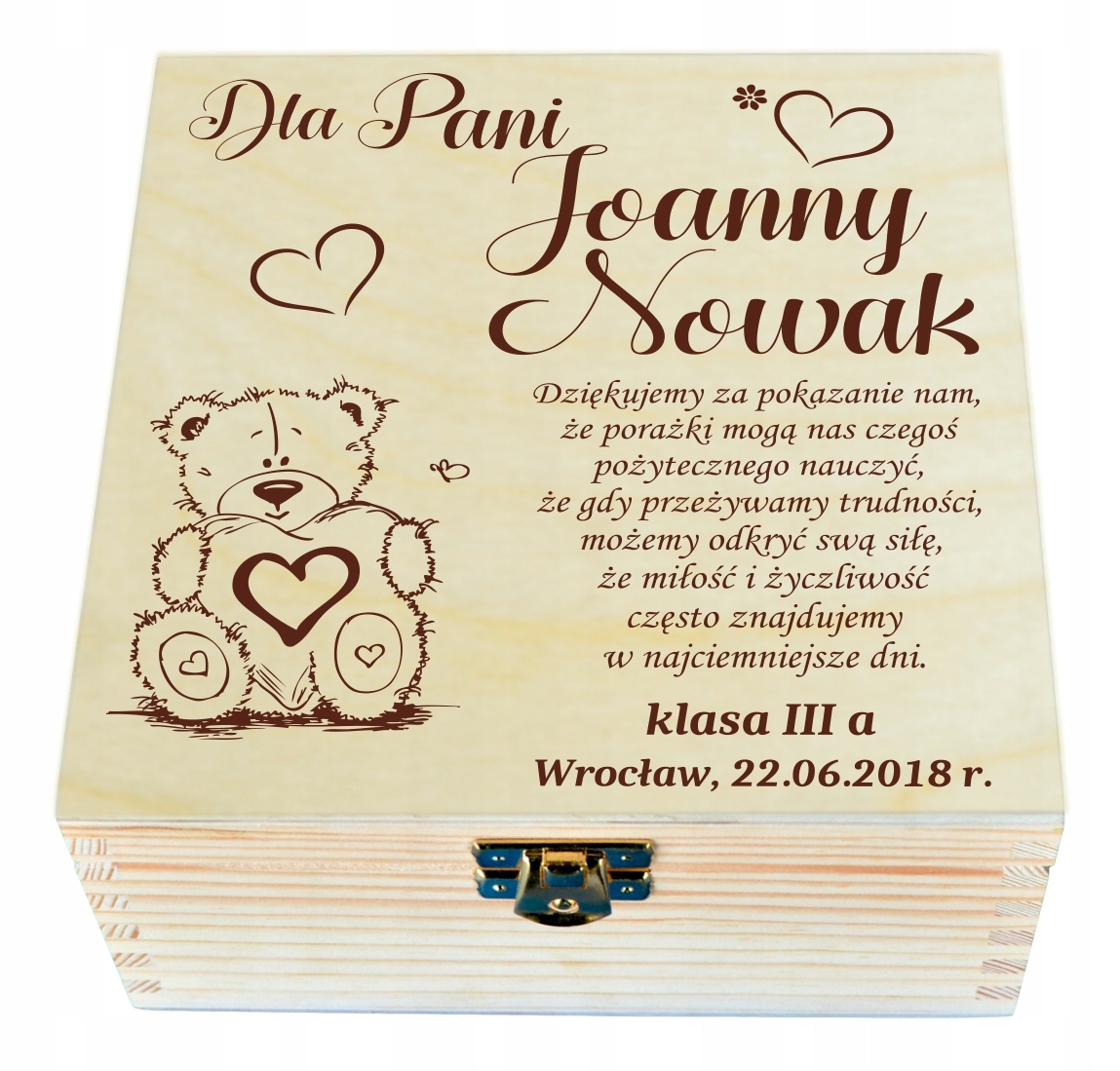 

dla nauczyciela Koniec Roku Pudełko Grawer