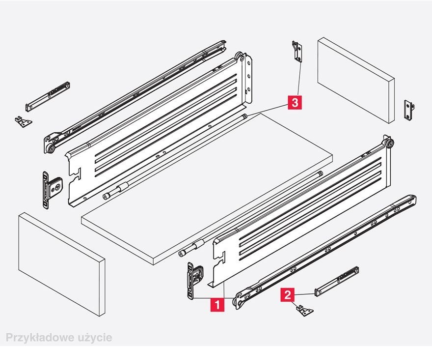 METALBOX metalowe boki do szuflady BIAŁE 270/86 Marka Strong