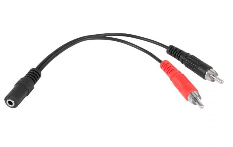 

Kabel Gniazdo Jack 3,5MM Na Wtyk 2xRCA 20cm