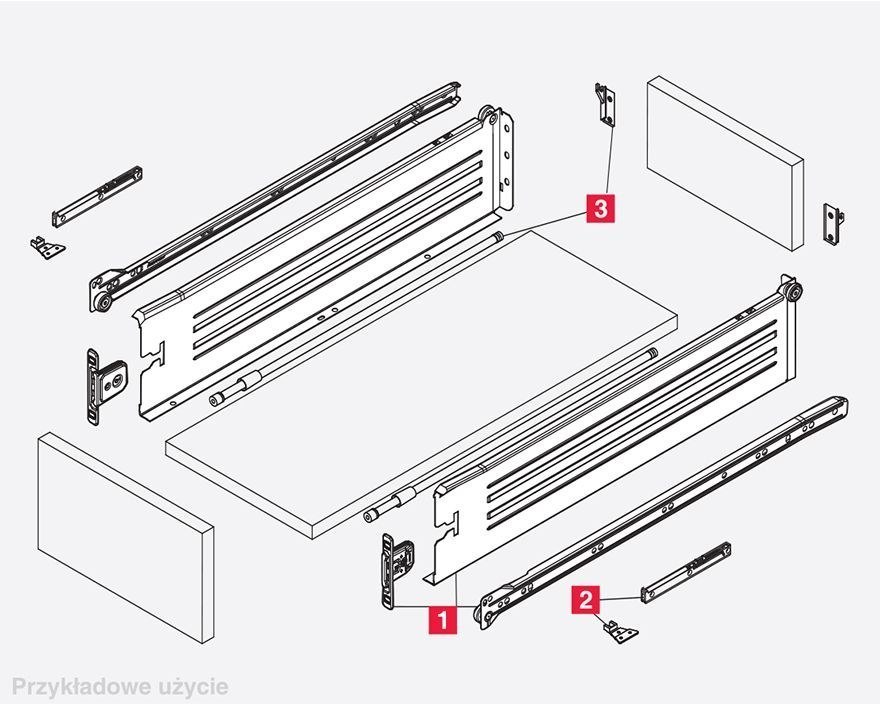 METALBOX metalowe boki do szuflady BIAŁE 350/86 Marka Strong