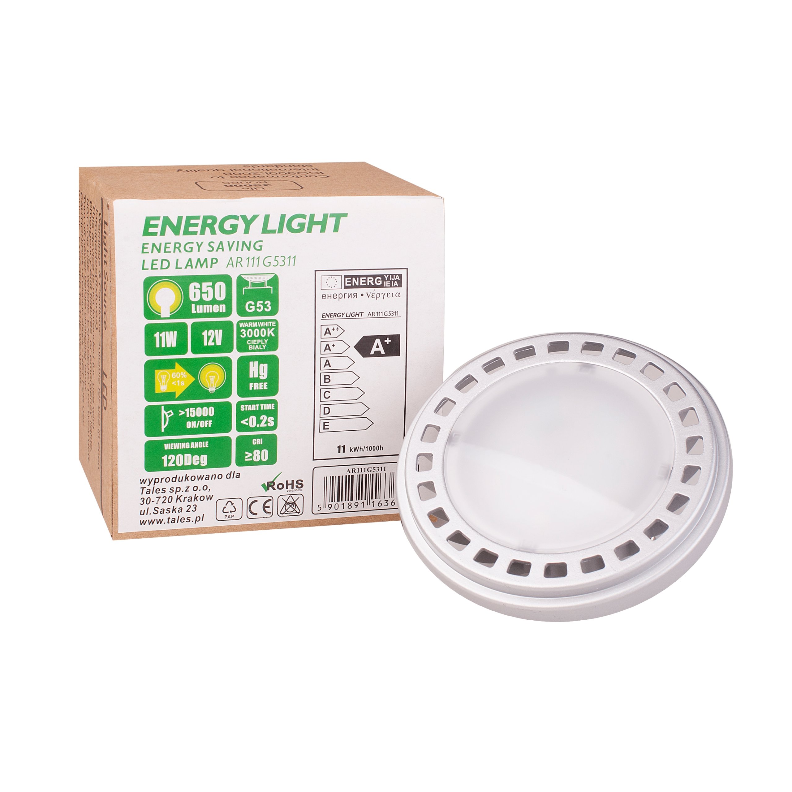 Żarówka Led Ar111 G53 12v 11w Ciepła Ledowa Ar111g5311 • Cena Opinie • Źródła światła 8760