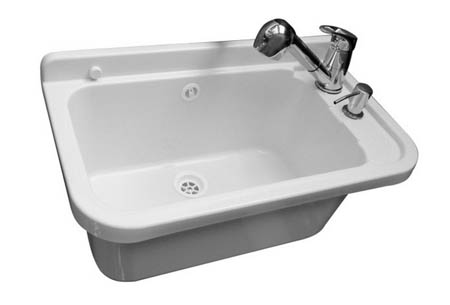

Zlew gospodarczy 60x34x21cm.biały+bater+dozow. 097
