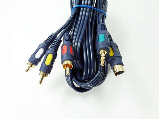 VITALCO kabel jack 3,5 / 2 rca 2,5m + svhs/rca Złącza minijack (3,5 mm) - 2x RCA (cinch)