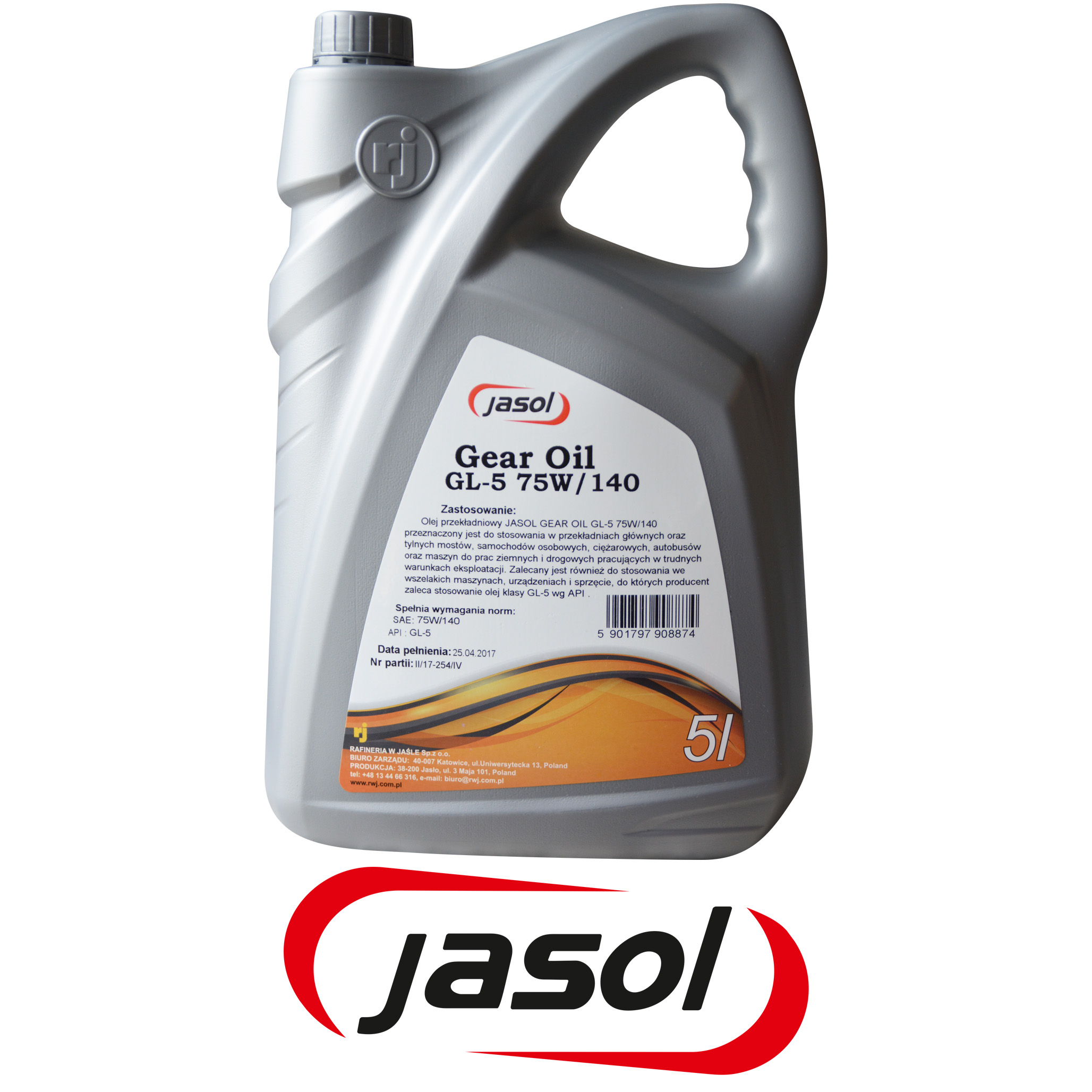 OLEJ PRZEKŁADNIOWY JASOL GL-5 75W140 - - 5 Litrów Producent Jasol