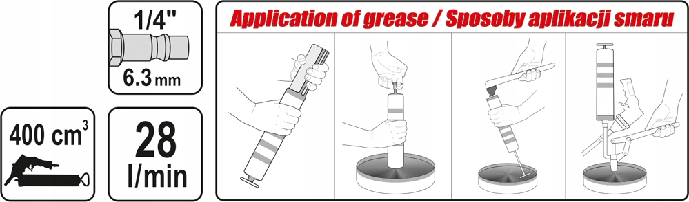 YATO SMAROWNICA TOWOTNICA TAWOTNICA PNEUMATYCZNA 400 ml 1/4'' Marka Yato