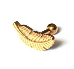 

Sztanga tragus kolczyk do chrząstki piórko złoty