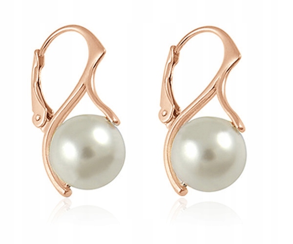 

Kolczyki Z Perłą Swarovski 10MM Różowe Srebro 925