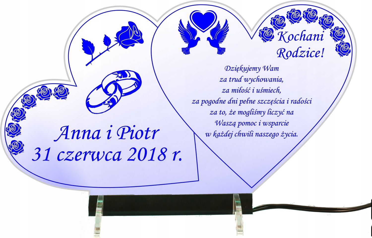 

Podziękowania dla Rodziców Ślub Statuetka Led