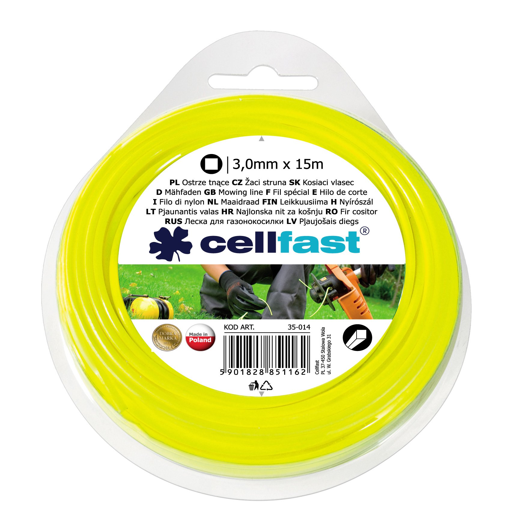 

Cellfast Żyłka kosy podkaszarki kwadrat 3mm x 15m