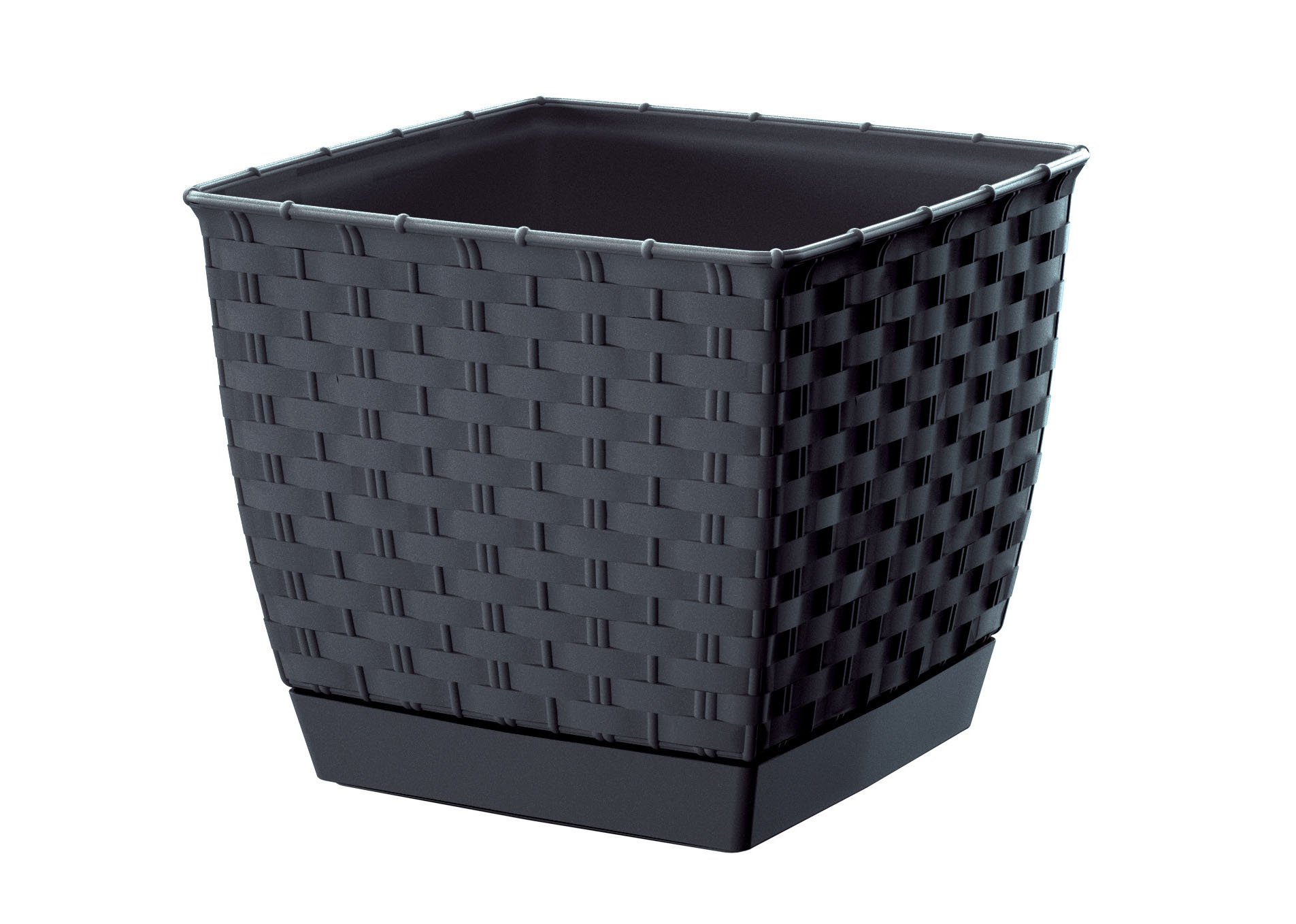 

Doniczka+Podstawka Rattanowa 14x14x12,5cm Antracyt