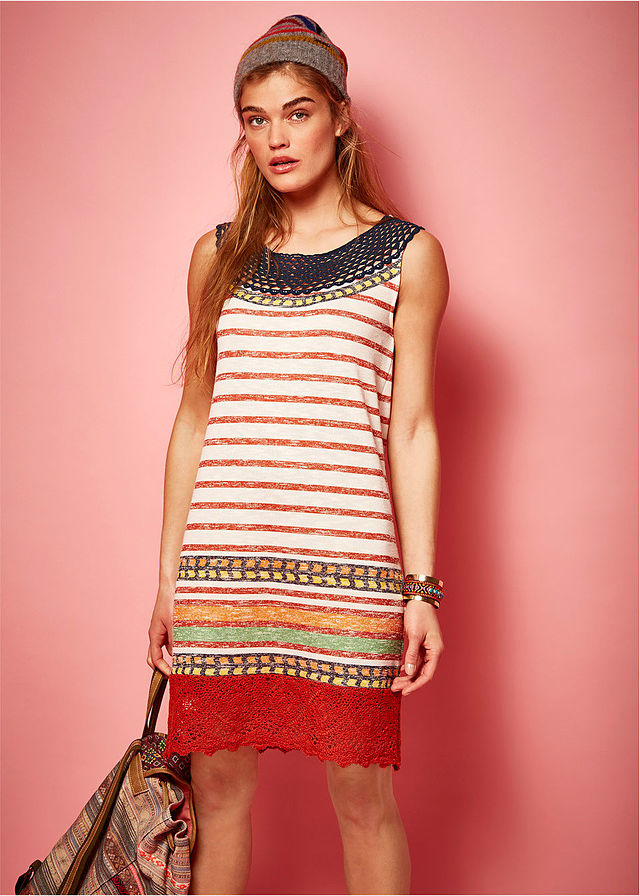 F2785 SUKIENKA W PASKI Z KORONKĄ RAINBOW R.32/34 Długość przed kolano