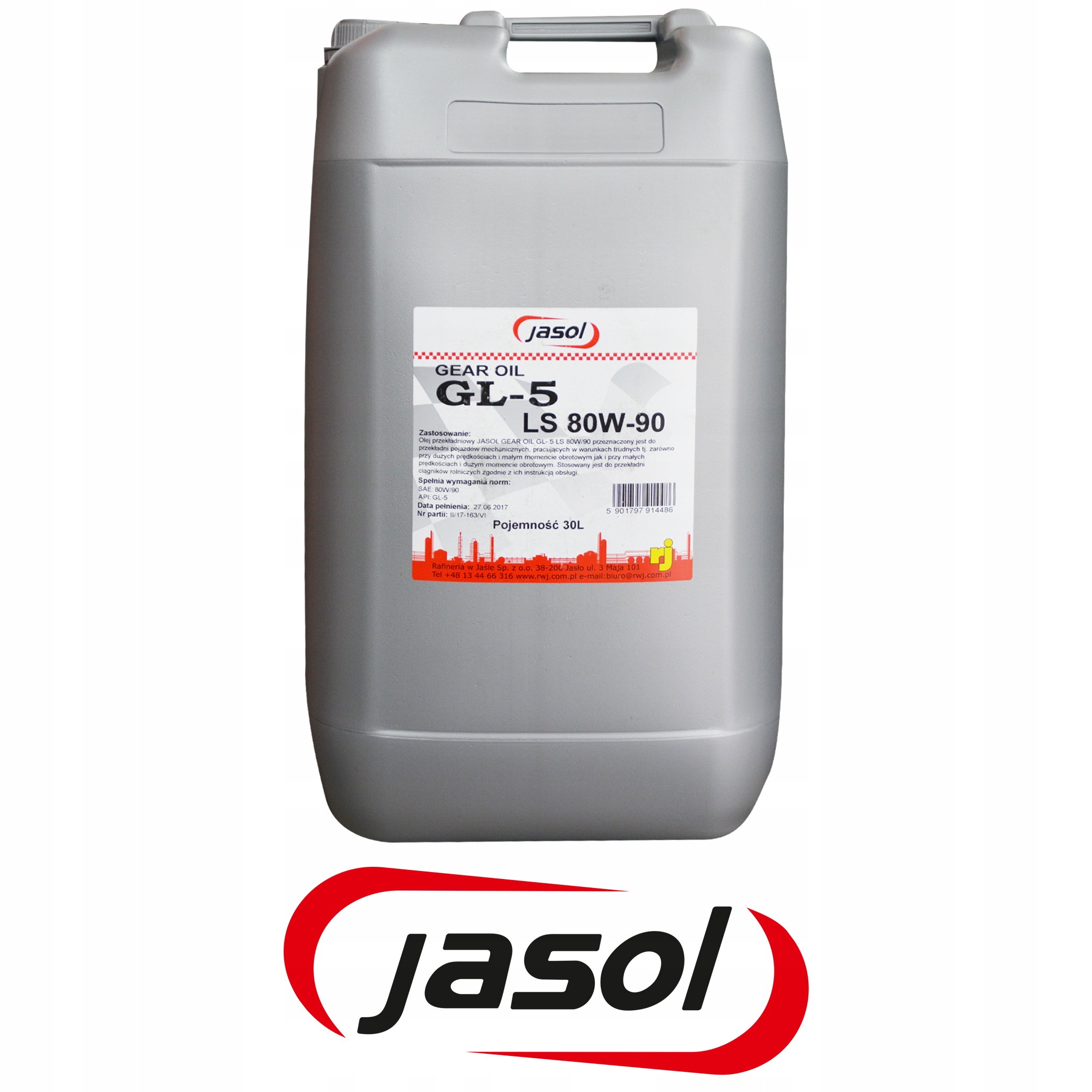 OLEJ PRZEKŁADNIOWY JASOL GL-5 80W90 LS -30 Litrów Producent Jasol