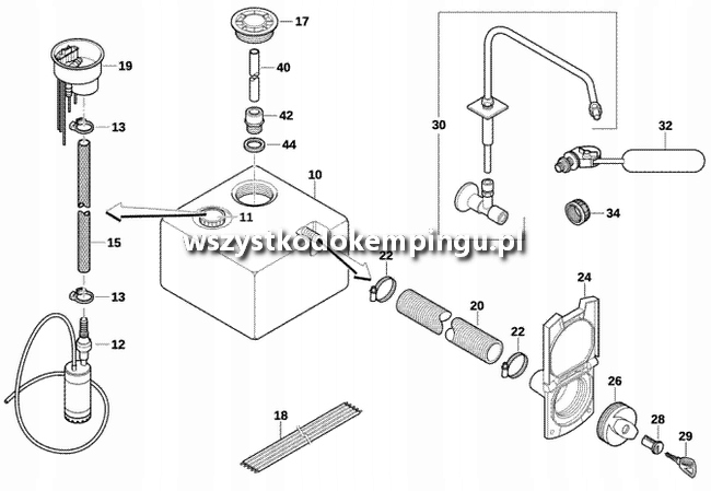 1,4 - Погружной водяной насос 12V 22L / min 1.4 bar