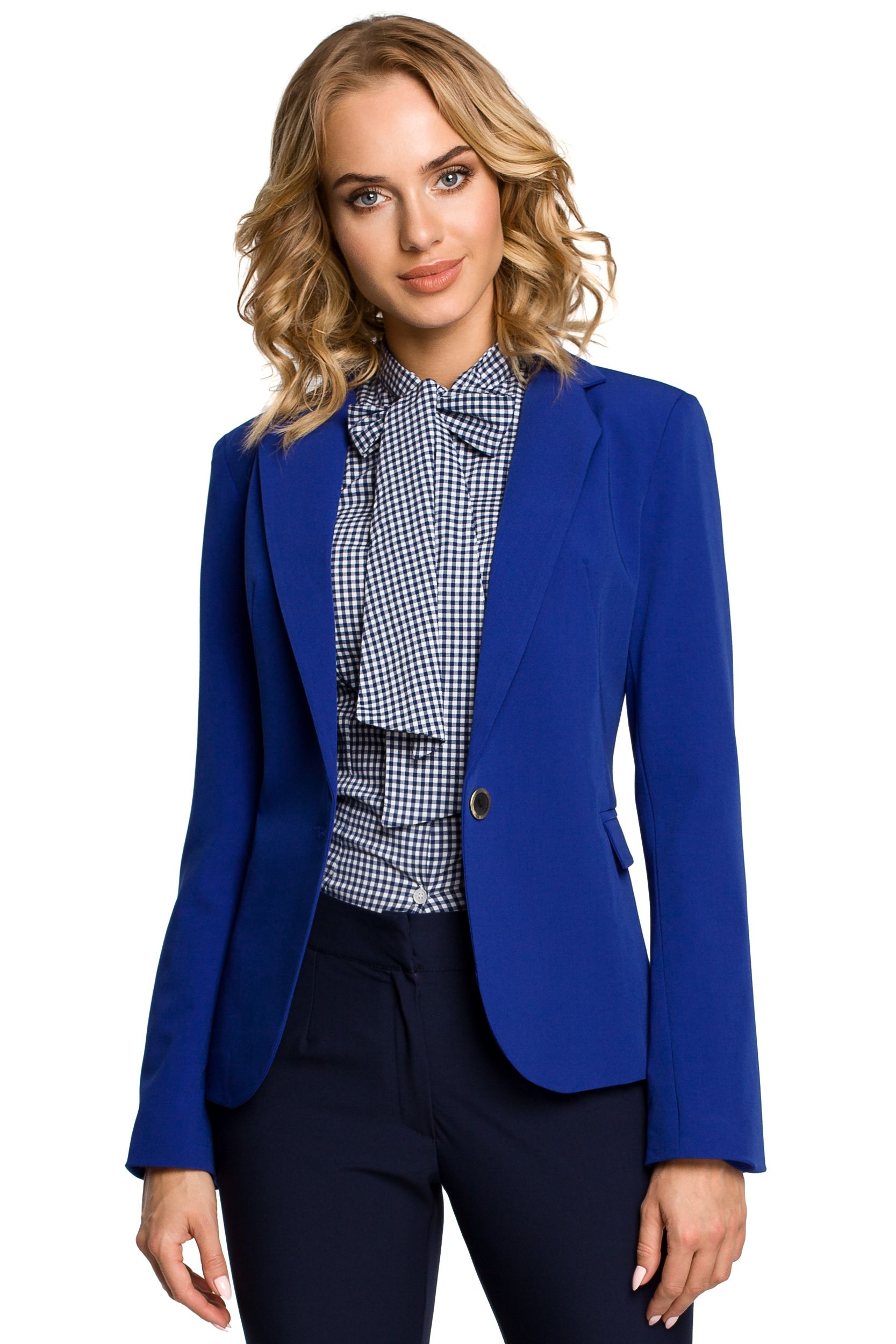

M051 Elegancki taliowany żakiet - chabrowy 40 | L