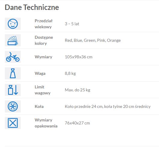 Rowerek trójkołowy TOYZ TIMMY - CARETERO daszek Wiek dziecka 3 lata +