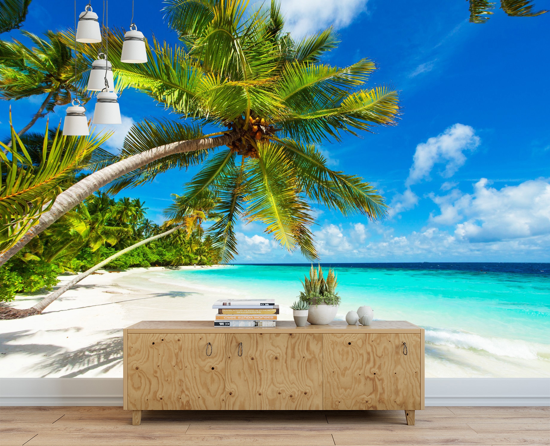 Fototapeta 3D Malediwy plaża palmy 254x184 F00404 Marka Printedwall