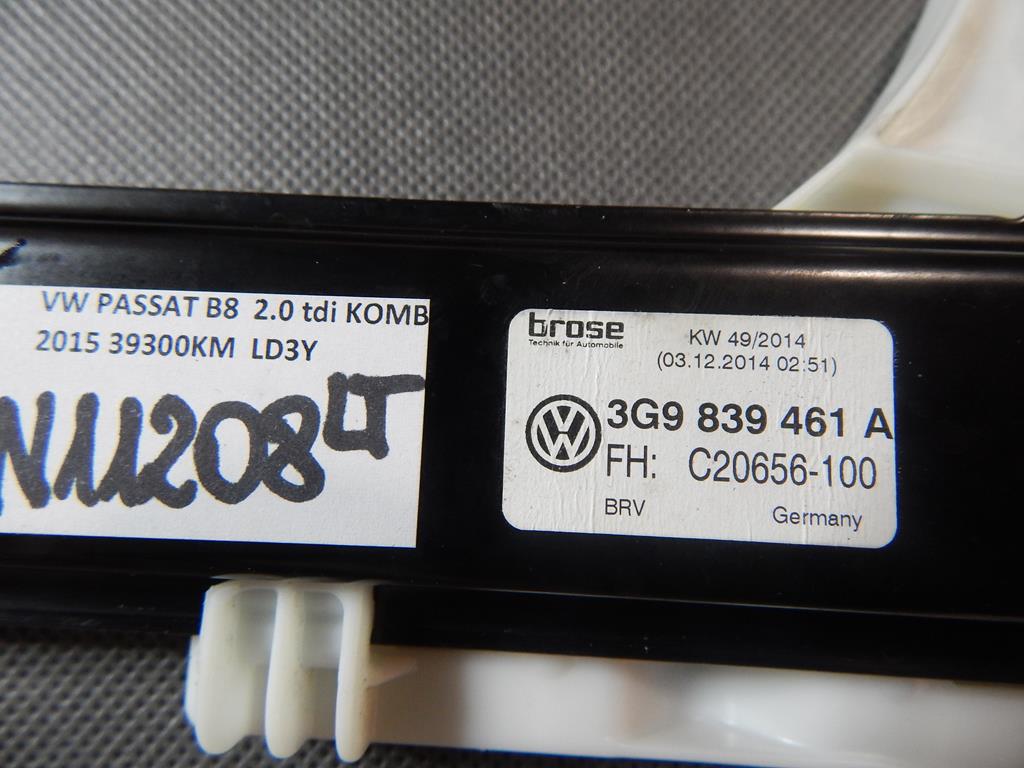 VW PASSAT B8 mechanism windows left rear part 3G9839461A