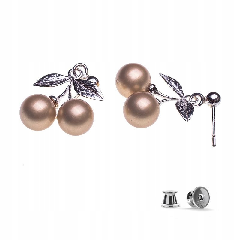 

Srebrne Kolczyki Wisienki z perłami Swarovski 8mm