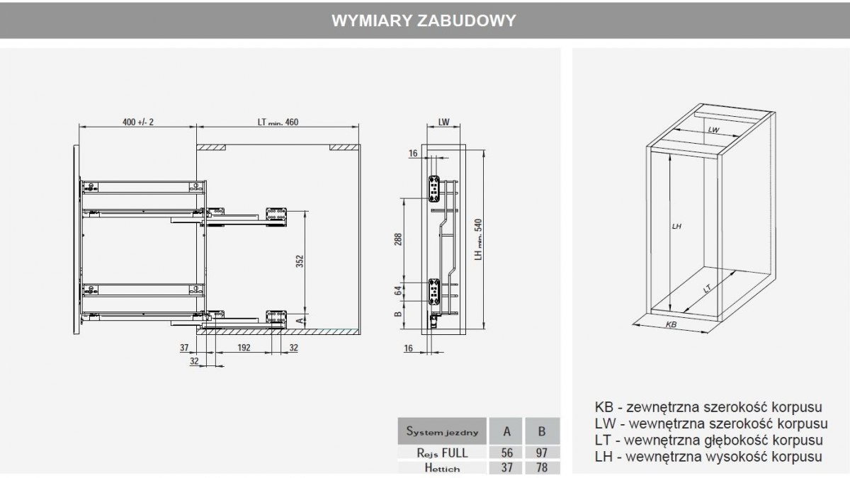 REJS cargo variant multi L 200/2 srebrne Głębokość mebla 46 cm