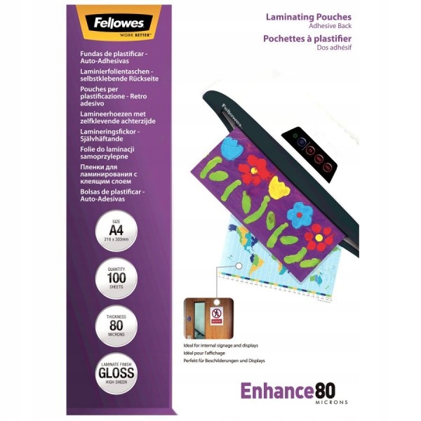 

Folia do laminowania Fellowes samoprzylepna A4 80
