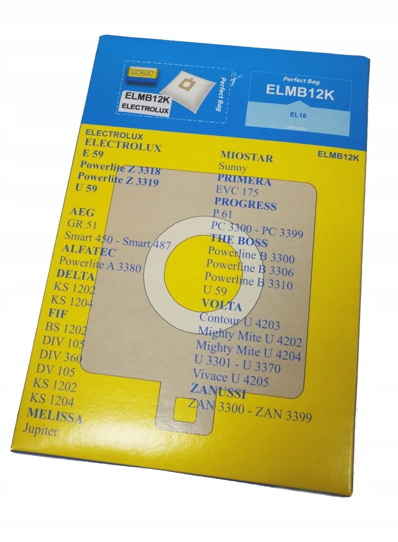 Worki E59, U59, GR51 do odkurzacza AEG Zanussi Kod producenta ELMB12K