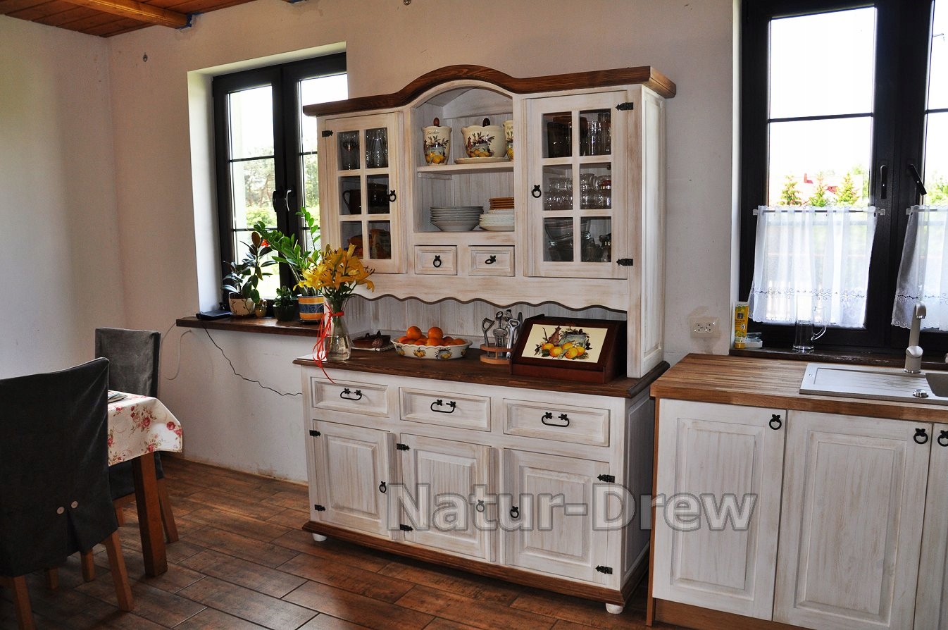 Kredens,Witryna,Regał z Drewna,Drewniany PIEKNY Głębokość mebla 1 cm