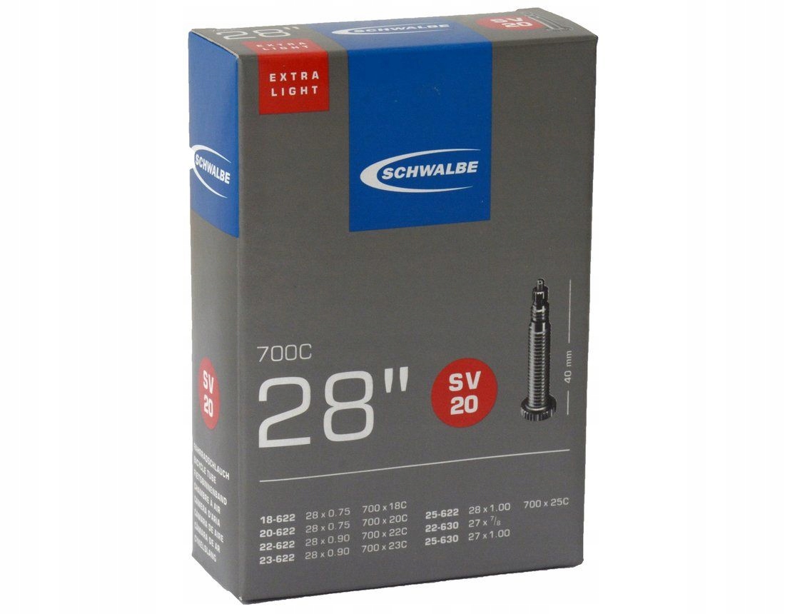 

Schwalbe Dętka SV20 extra light 28 presta 40mm 65g