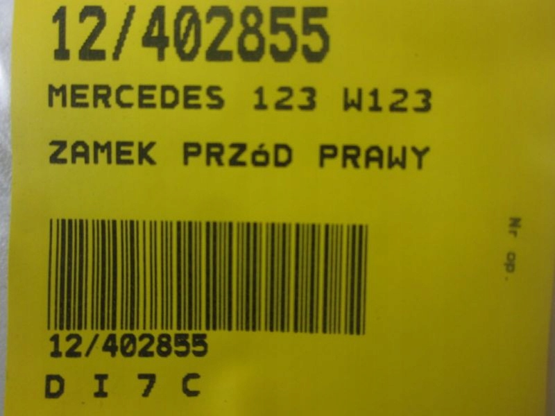 MERCEDES W123 ZAMEK PRZÓD PRAWY 1237200235 Producent części Mercedes-Benz OE