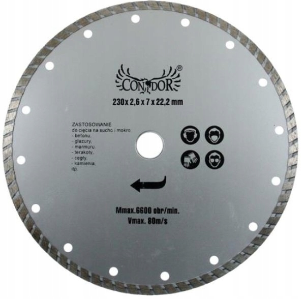 

Tarcza Diamentowa Do Cięcia na sucho turbo 230mm