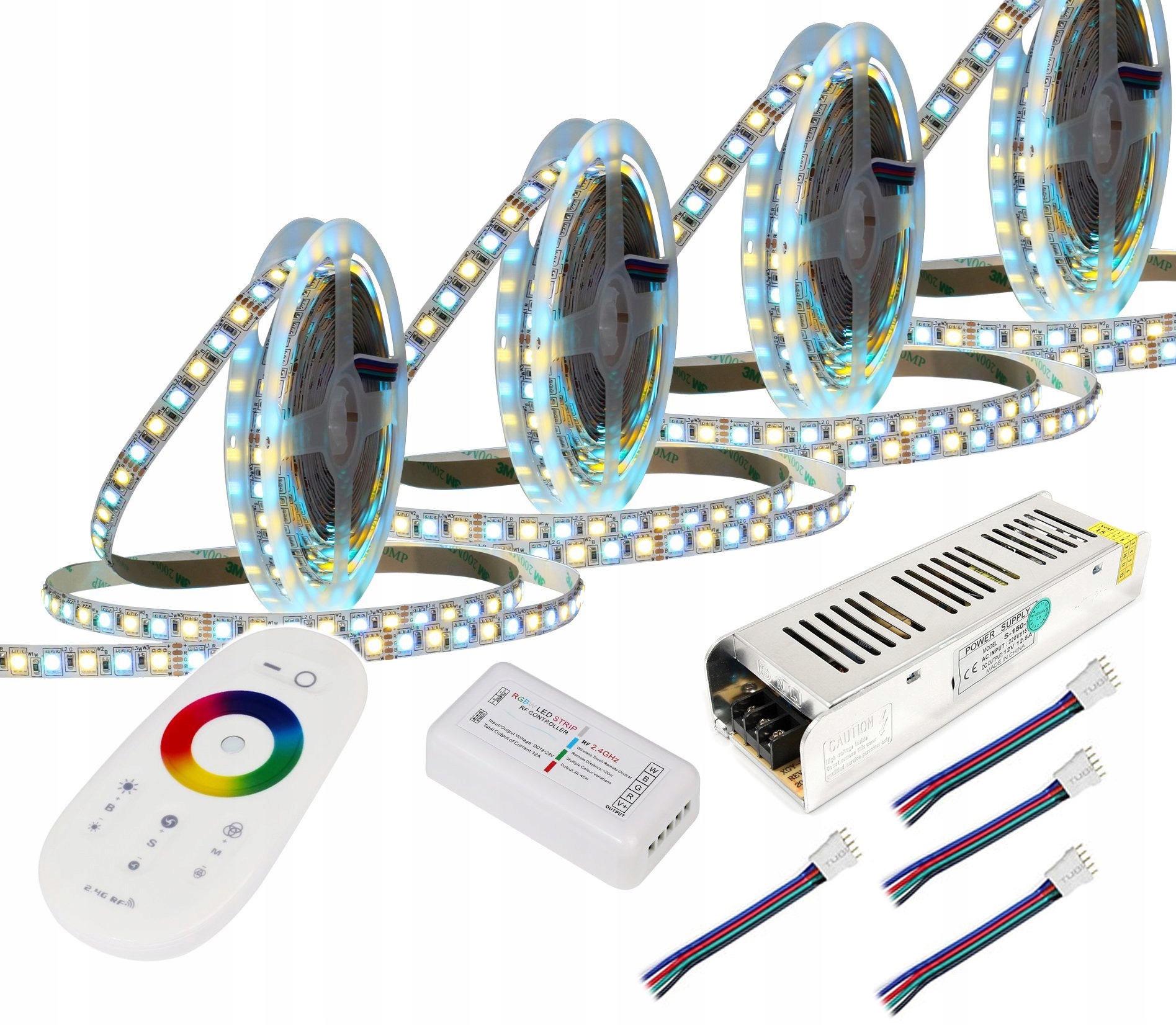 Set Led pásik Rgbw Biely 20 m Diaľkový Ovládač Rf Dotyk