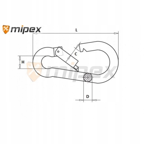 KARABIŃCZYKI KARABINEK KARABIŃCZYK DO LIN OCYNK OCYNKOWANY HAK 10mm Kod producenta 0512