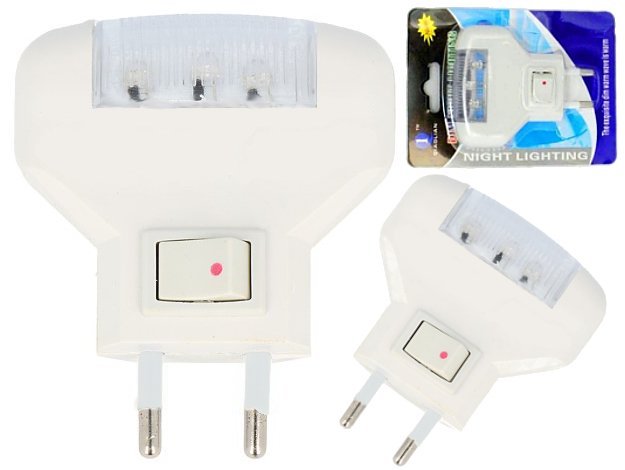 

Lampka Nocna do kontaktu 3 Led z Wyłącznikiem ver3