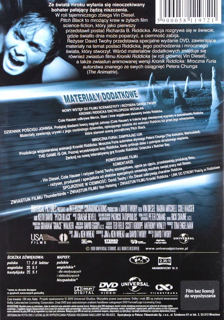 PITCH BLACK VIN DIESEL DVD FOLIA Gatunek science fiction