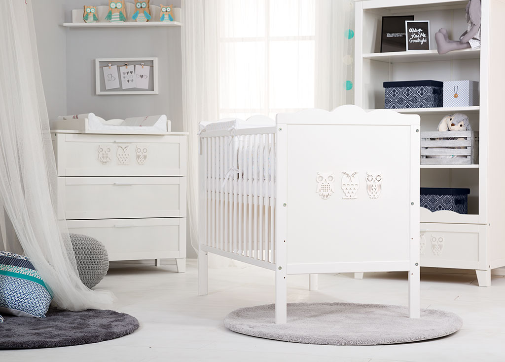 ŁÓŻECZKO KLUPŚ MARSELL BIAŁE 120x60 SOWA SOWY Płeć chłopcy dziewczynki